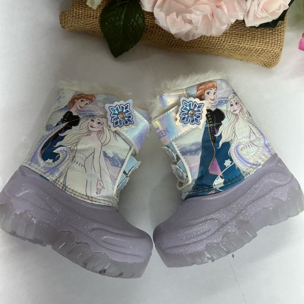 Kids Light Purple Winter Boots with Animated Characters